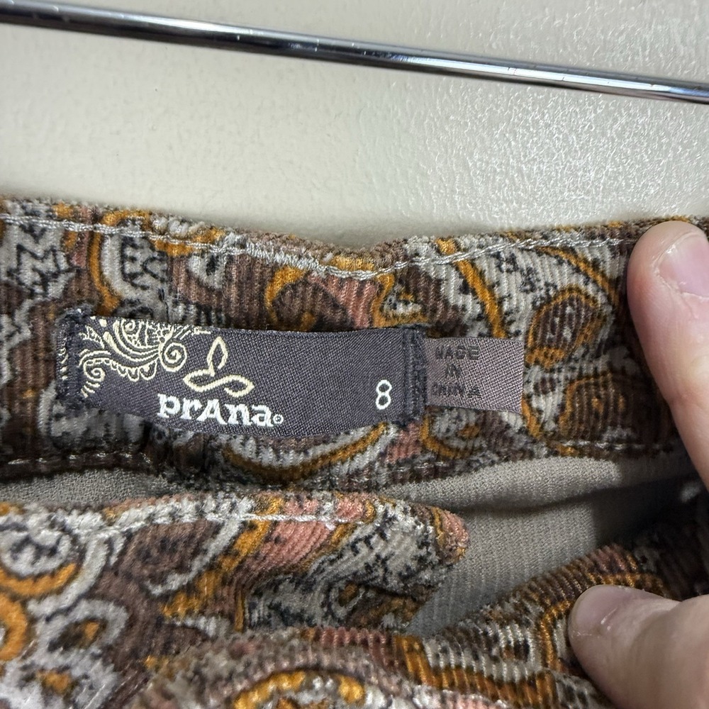 Prana Micro Corduroy Pants Women's Size 8 Trinity Cord Brown Paisley‎ Boho Fairy - Picture 4 of 7